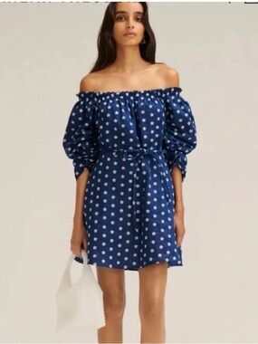 Scanlan Theodore Navy One-Shoulder Star Print Mini Dress